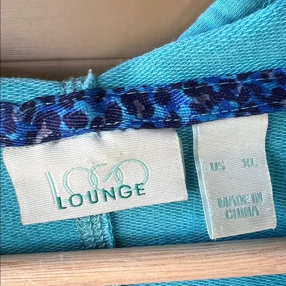 Logo By Lorie Goldstein Lounge XL Turquoise Cape Hoodie Zip Up Cardigan - Picture 3 of 11
